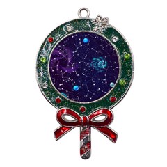 Realistic Night Sky With Constellations Metal X Mas Lollipop with Crystal Ornament