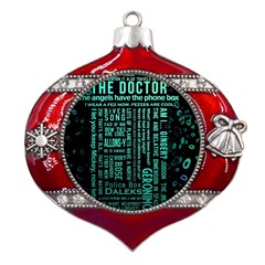 Tardis Doctor Who Technology Number Communication Metal Snowflake And Bell Red Ornament by Cemarart