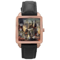 Braunschweig City Lower Saxony Rose Gold Leather Watch 