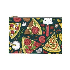 Seamless Pizza Slice Pattern Illustration Great Pizzeria Background Cosmetic Bag (large)