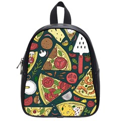 Seamless Pizza Slice Pattern Illustration Great Pizzeria Background School Bag (small)