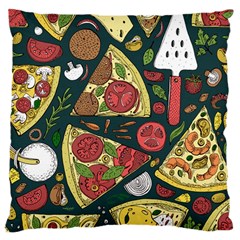 Seamless Pizza Slice Pattern Illustration Great Pizzeria Background Large Cushion Case (one Side)