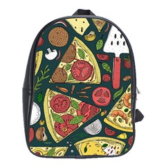 Seamless Pizza Slice Pattern Illustration Great Pizzeria Background School Bag (xl)