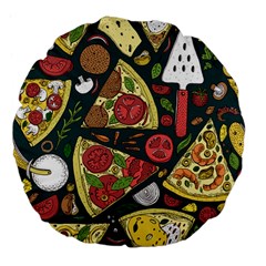 Seamless Pizza Slice Pattern Illustration Great Pizzeria Background Large 18  Premium Flano Round Cushions