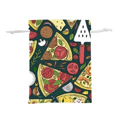 Seamless Pizza Slice Pattern Illustration Great Pizzeria Background Lightweight Drawstring Pouch (m)
