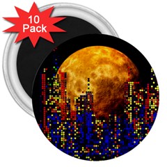 Skyline Frankfurt Abstract Moon 3  Magnets (10 Pack) 