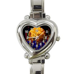 Skyline Frankfurt Abstract Moon Heart Italian Charm Watch by Cemarart