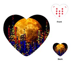 Skyline Frankfurt Abstract Moon Playing Cards Single Design (heart)