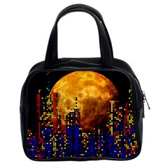 Skyline Frankfurt Abstract Moon Classic Handbag (two Sides)