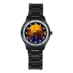 Skyline Frankfurt Abstract Moon Stainless Steel Round Watch