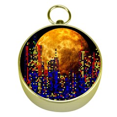 Skyline Frankfurt Abstract Moon Gold Compasses