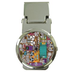 Pattern Design Art Techno  Dj Music Retro Music Device Money Clip Watches