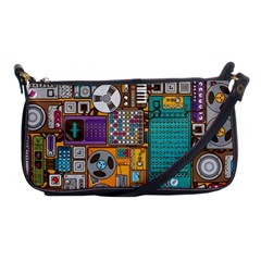 Pattern Design Art Techno  Dj Music Retro Music Device Shoulder Clutch Bag