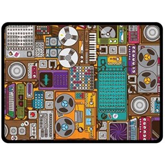 Pattern Design Art Techno  Dj Music Retro Music Device Two Sides Fleece Blanket (large)