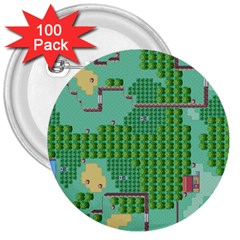 Green Retro Games Pattern 3  Buttons (100 Pack) 