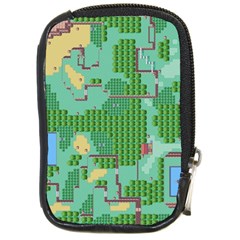 Green Retro Games Pattern Compact Camera Leather Case