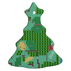 Green Retro Games Pattern Ornament (christmas Tree) 