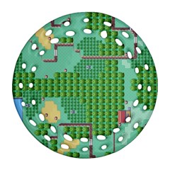 Green Retro Games Pattern Round Filigree Ornament (two Sides)