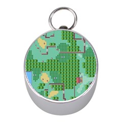 Green Retro Games Pattern Mini Silver Compasses