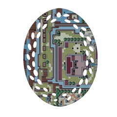 Arcade Game Retro Pattern Ornament (oval Filigree) by Cemarart