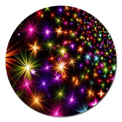 Star Colorful Christmas Xmas Abstract Magnet 5  (round)