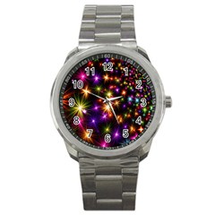 Star Colorful Christmas Xmas Abstract Sport Metal Watch