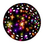 Star Colorful Christmas Xmas Abstract Ornament (Round Filigree) Front