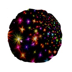 Star Colorful Christmas Xmas Abstract Standard 15  Premium Flano Round Cushions