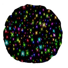 Star Colorful Christmas Abstract Large 18  Premium Flano Round Cushions