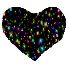 Star Colorful Christmas Abstract Large 19  Premium Flano Heart Shape Cushions