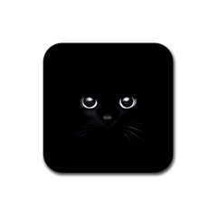 Black Cat Face Rubber Square Coaster (4 Pack)