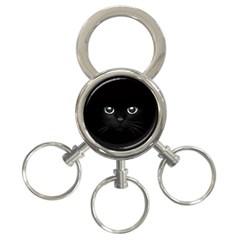 Black Cat Face 3-ring Key Chain