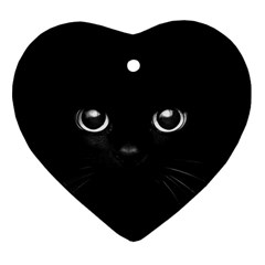 Black Cat Face Heart Ornament (two Sides)