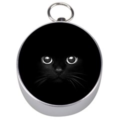 Black Cat Face Silver Compasses