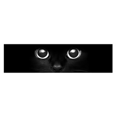 Black Cat Face Oblong Satin Scarf (16  X 60 )