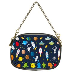 Big Set Cute Astronauts Space Planets Stars Aliens Rockets Ufo Constellations Satellite Moon Rover Chain Purse (one Side)