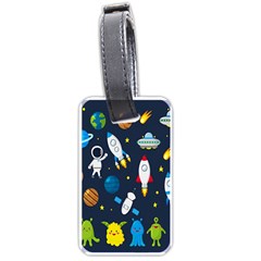 Big Set Cute Astronauts Space Planets Stars Aliens Rockets Ufo Constellations Satellite Moon Rover Luggage Tag (one Side)