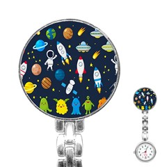 Big Set Cute Astronauts Space Planets Stars Aliens Rockets Ufo Constellations Satellite Moon Rover Stainless Steel Nurses Watch