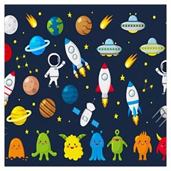 Big Set Cute Astronauts Space Planets Stars Aliens Rockets Ufo Constellations Satellite Moon Rover Lightweight Scarf  by Cemarart