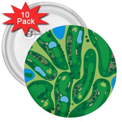 Golf Course Par Golf Course Green 3  Buttons (10 Pack)  by Cemarart