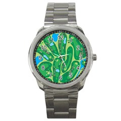 Golf Course Par Golf Course Green Sport Metal Watch