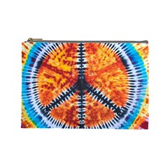 Tie Dye Peace Sign Cosmetic Bag (Large)