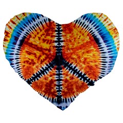 Tie Dye Peace Sign Large 19  Premium Heart Shape Cushions