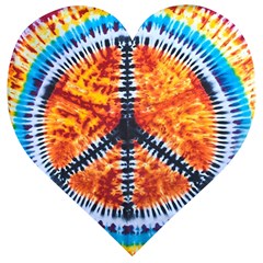 Tie Dye Peace Sign Wooden Puzzle Heart