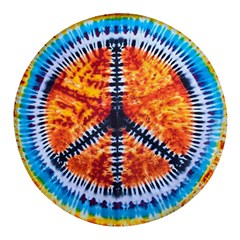 Tie Dye Peace Sign Round Glass Fridge Magnet (4 pack)