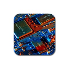 Gray Circuit Board Electronics Electronic Components Microprocessor Rubber Square Coaster (4 Pack)