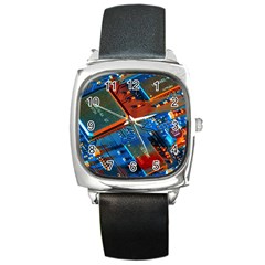 Gray Circuit Board Electronics Electronic Components Microprocessor Square Metal Watch