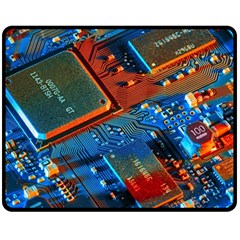 Gray Circuit Board Electronics Electronic Components Microprocessor Fleece Blanket (medium)