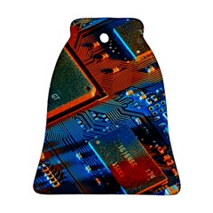 Gray Circuit Board Electronics Electronic Components Microprocessor Bell Ornament (two Sides)