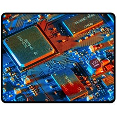 Gray Circuit Board Electronics Electronic Components Microprocessor Two Sides Fleece Blanket (medium)